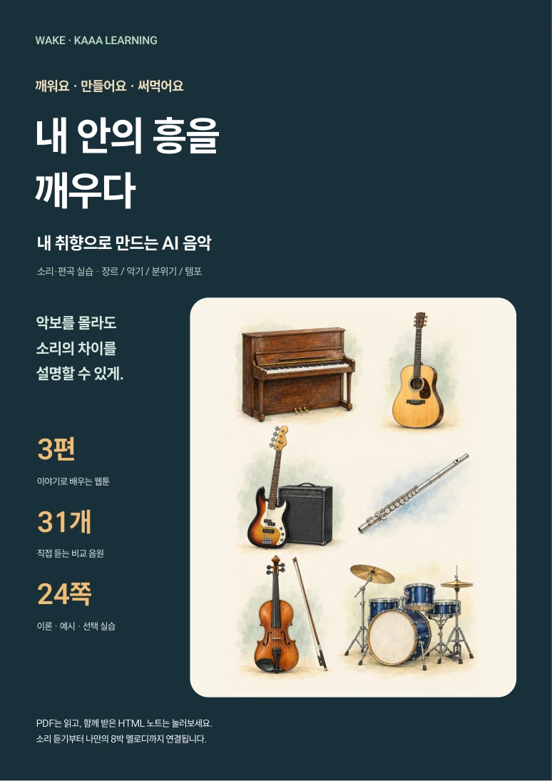 WAKE 내 안의 흥을 깨우다 — 소리·편곡 실습 24쪽 교재 표지