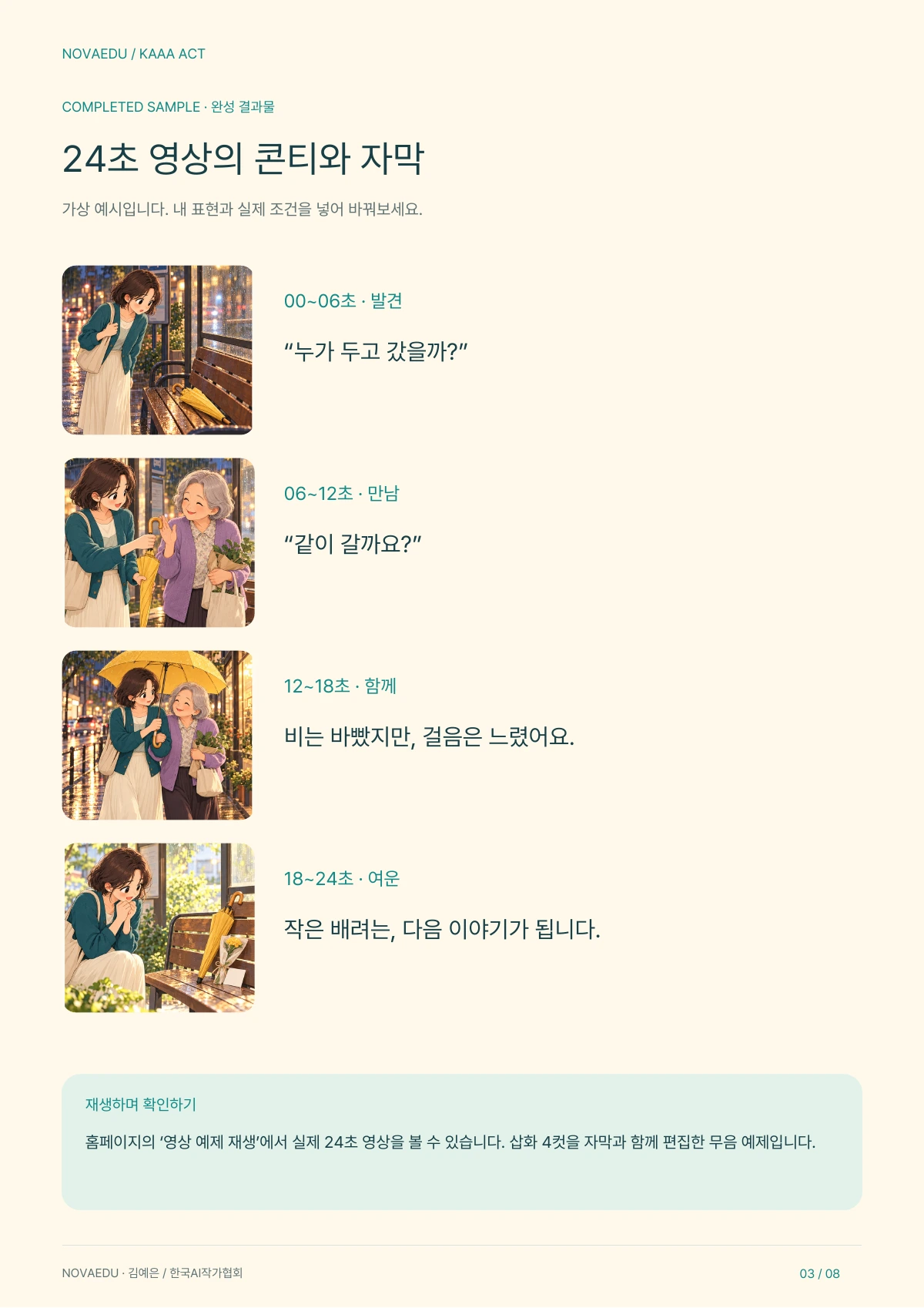 네 장면으로 만드는 24초 이야기 영상