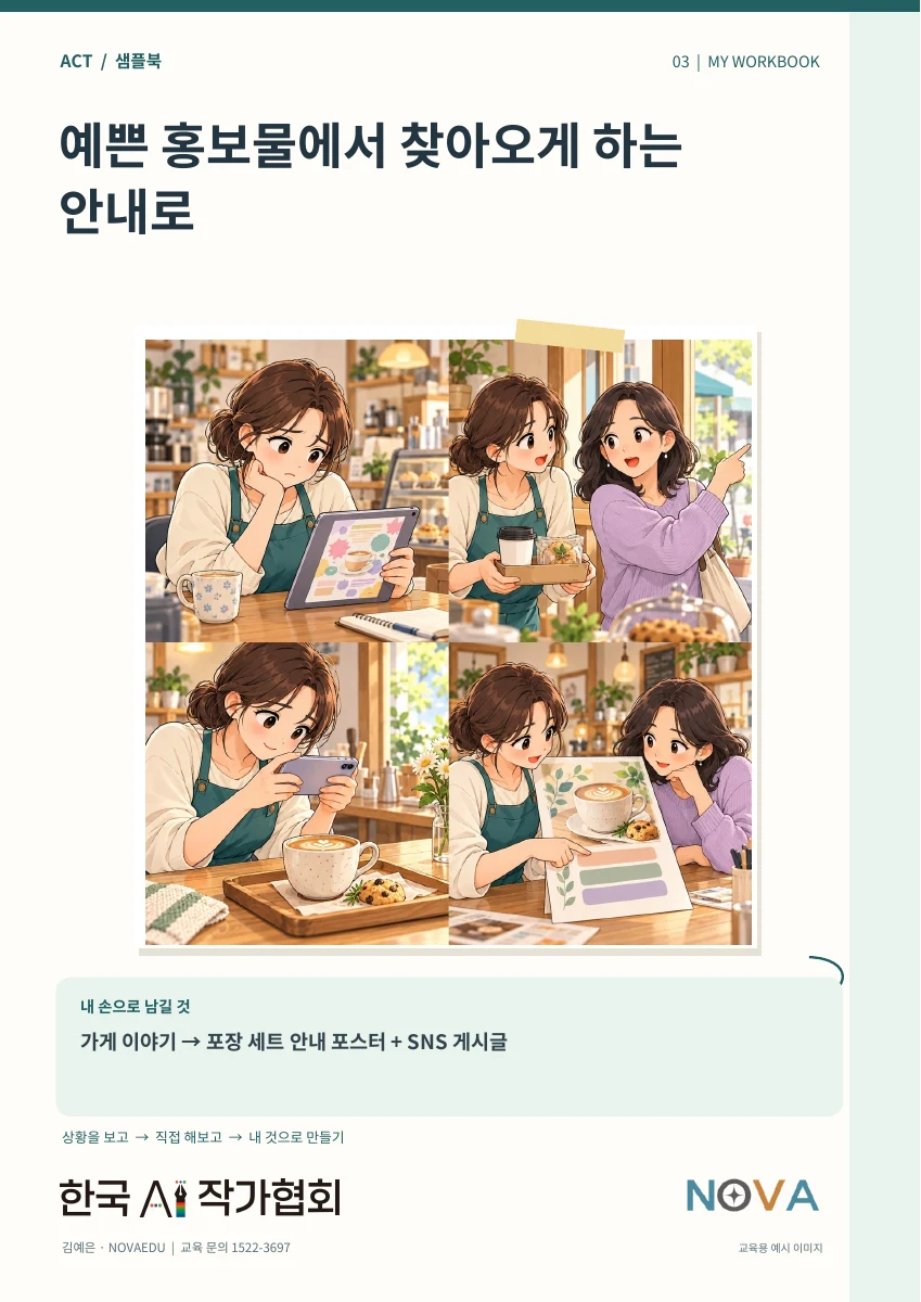 예쁜 홍보물에서 찾아오게 하는 안내로 · 실제 샘플북 표지